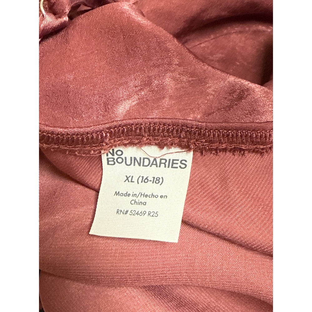 No Boundaries Lace Trim Satin Coquette Cami with Bow XL (16-18) Warm Rose NWT - Picture 7 of 11